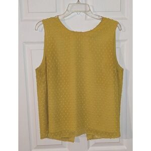 Banana Republic Sleeveless Top Button Back Textured Button‎ Back  Yellow Large